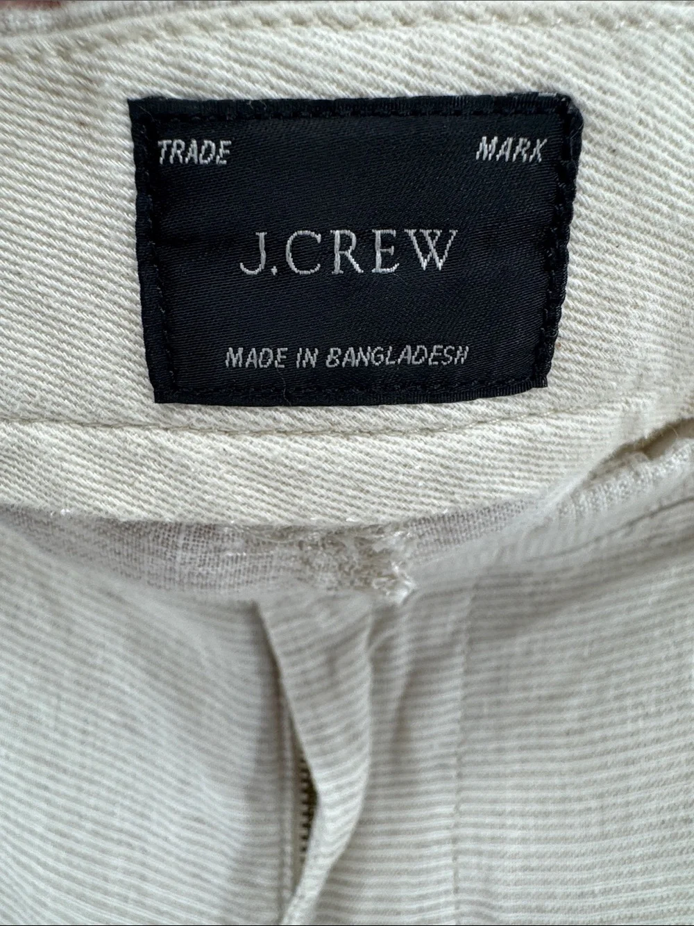 J. Crew Men's Cream Textured Flat-Front Shorts 100% linen 34 preppy summer